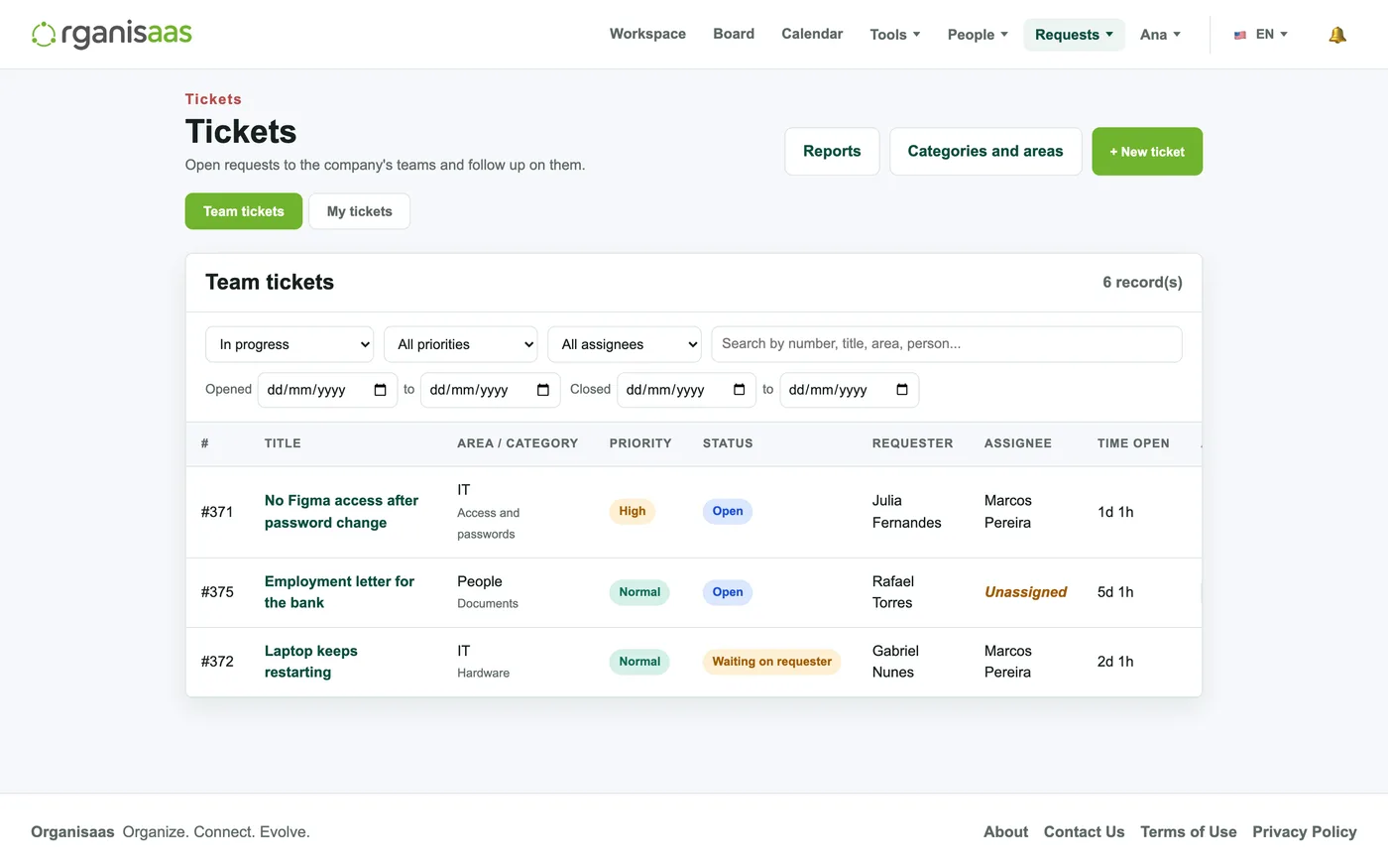 Ticket list